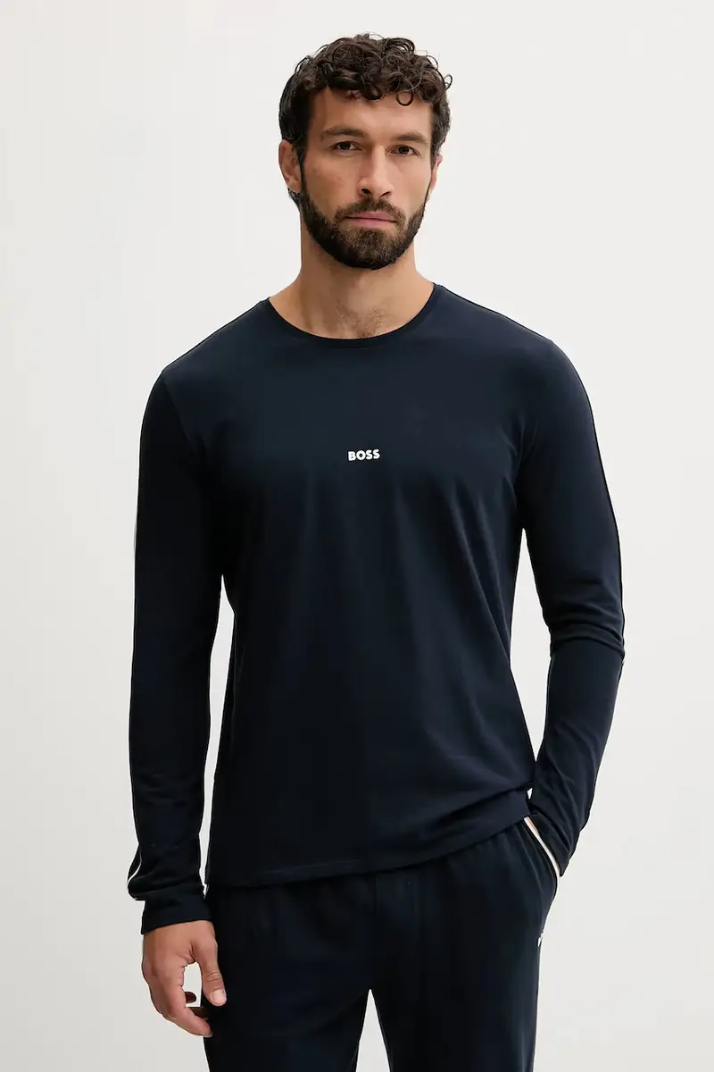 longsleeve lounge uomo colore blu navy con applicazione 50550484