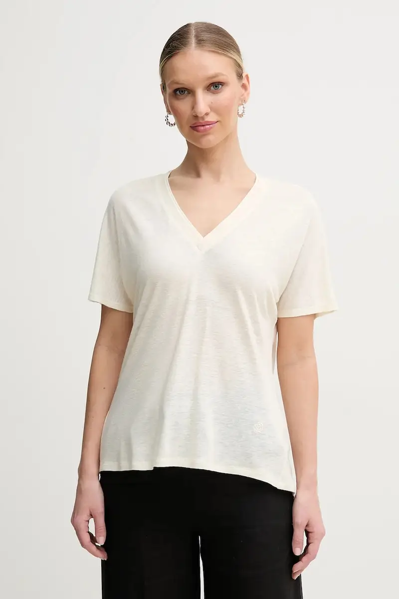 maglietta con aggiunta di lino donna colore beige 50537543