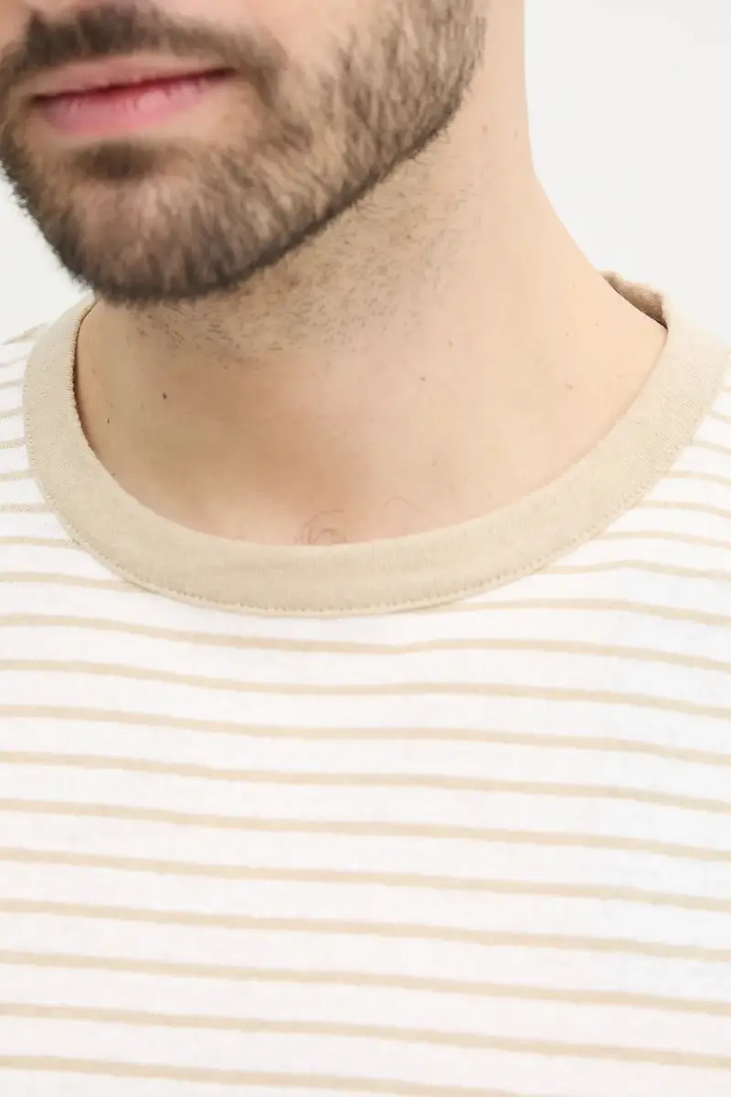 maglietta con aggiunta di lino uomo colore bianco 50537498 miniatura 5