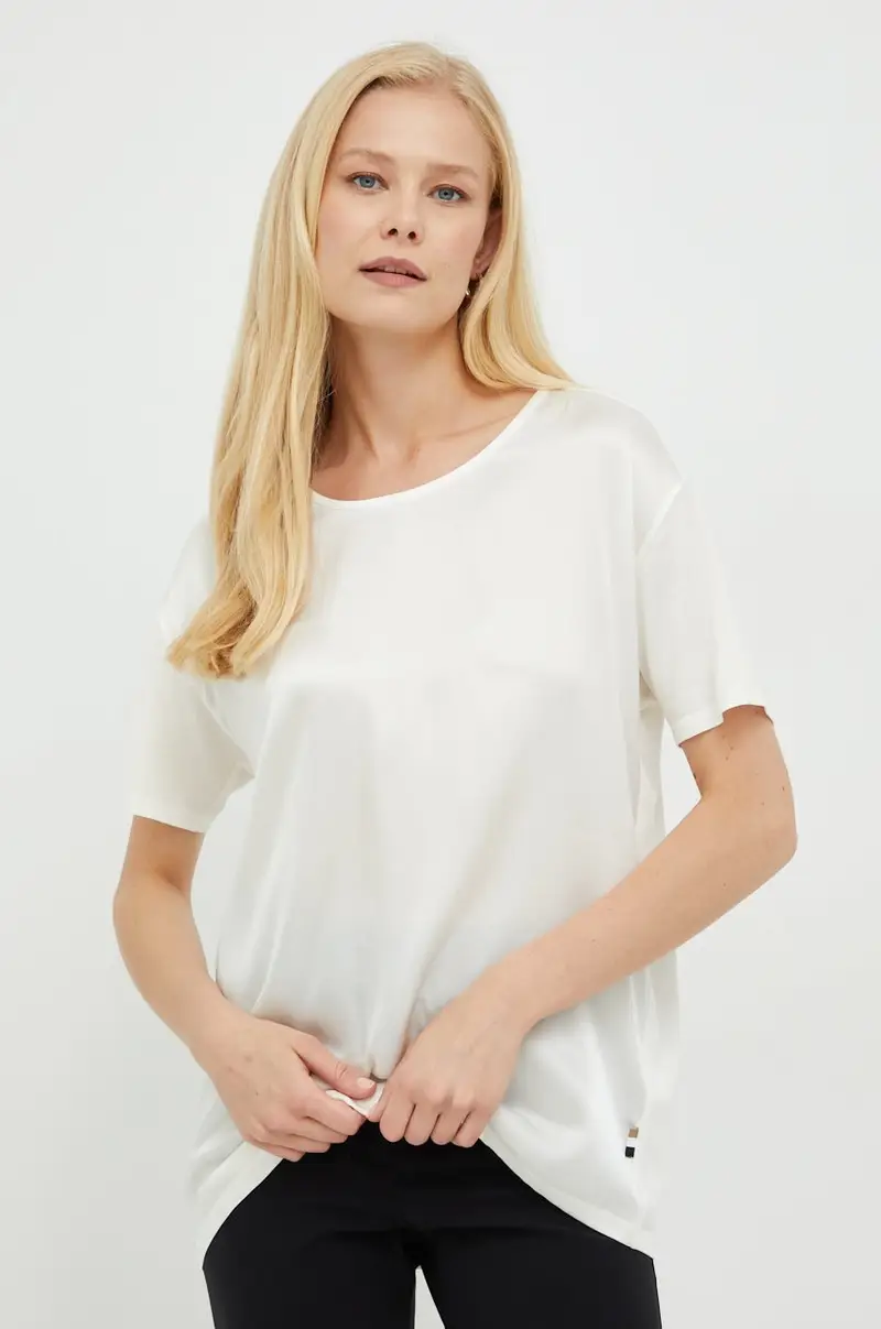 maglietta con aggiunta di seta Beige