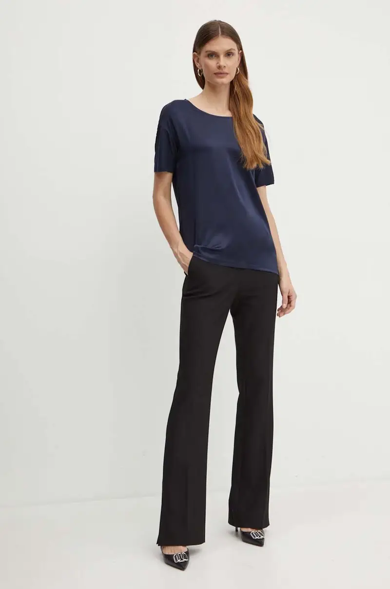 maglietta con aggiunta di seta colore blu navy miniatura 2