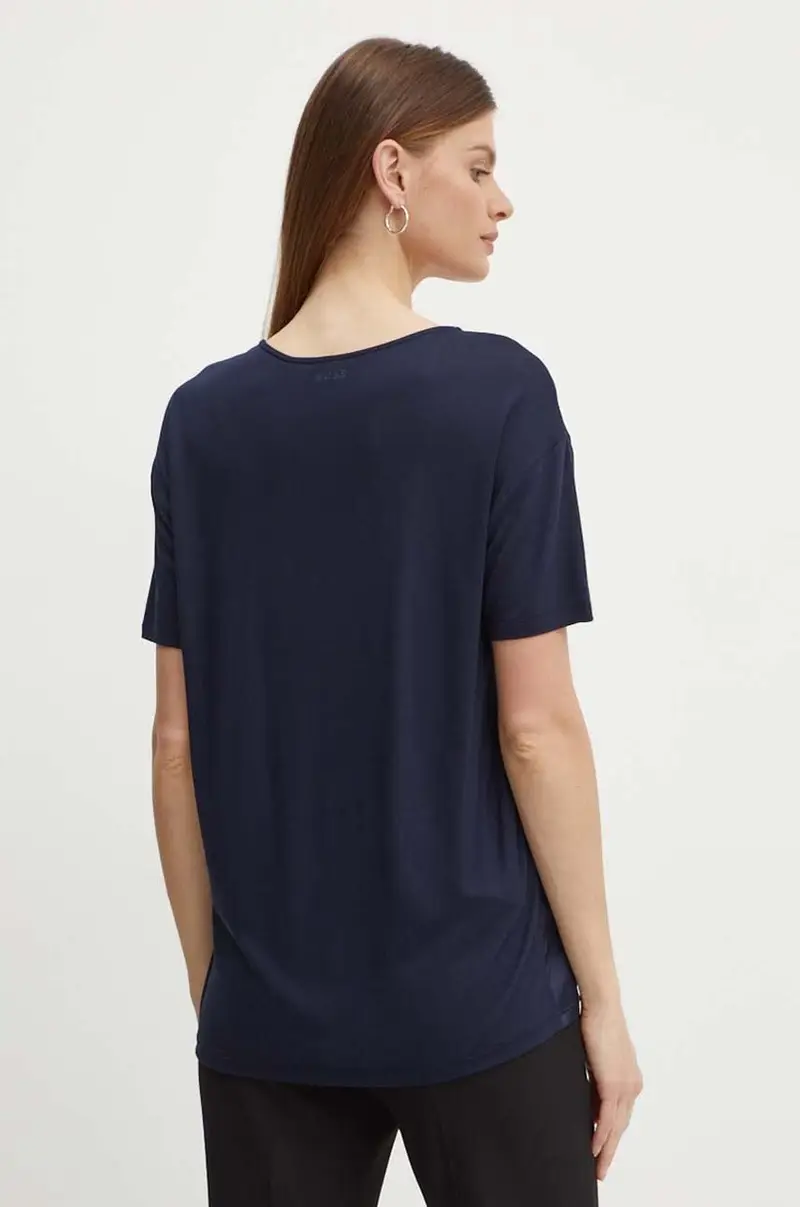 maglietta con aggiunta di seta colore blu navy miniatura 3