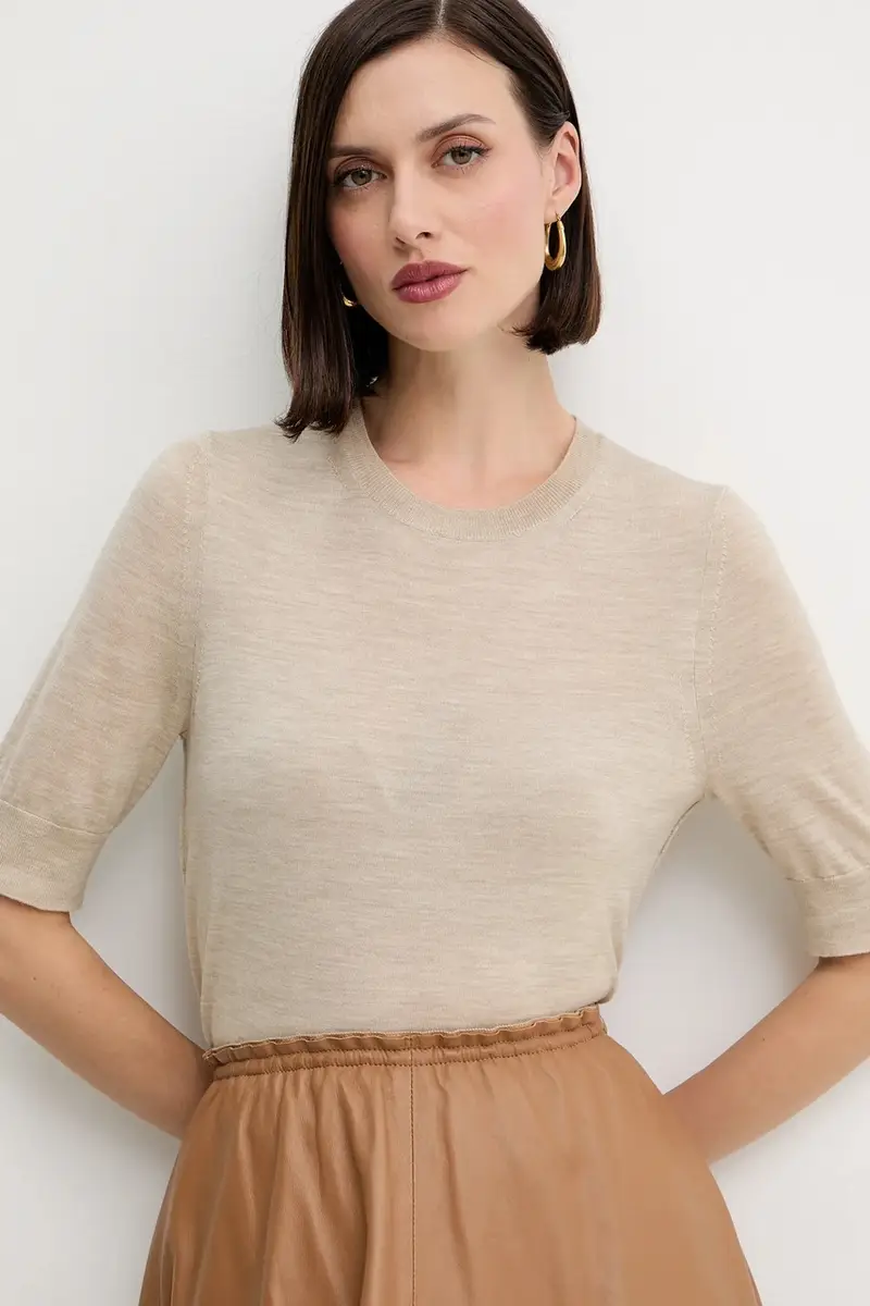 maglietta in lana donna colore beige 50544996 miniatura 4