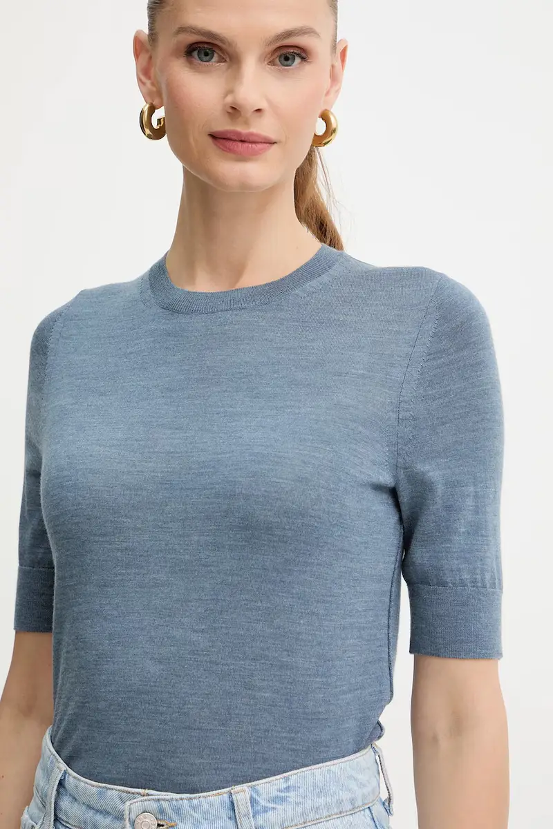 maglietta in lana donna colore blu 50544996 miniatura 4