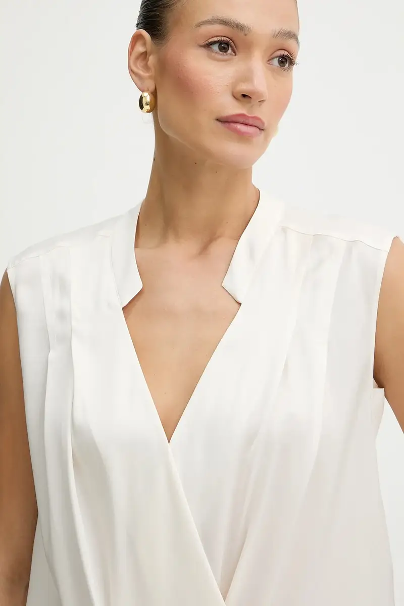 maglietta in seta donna colore beige 50548238 miniatura 4