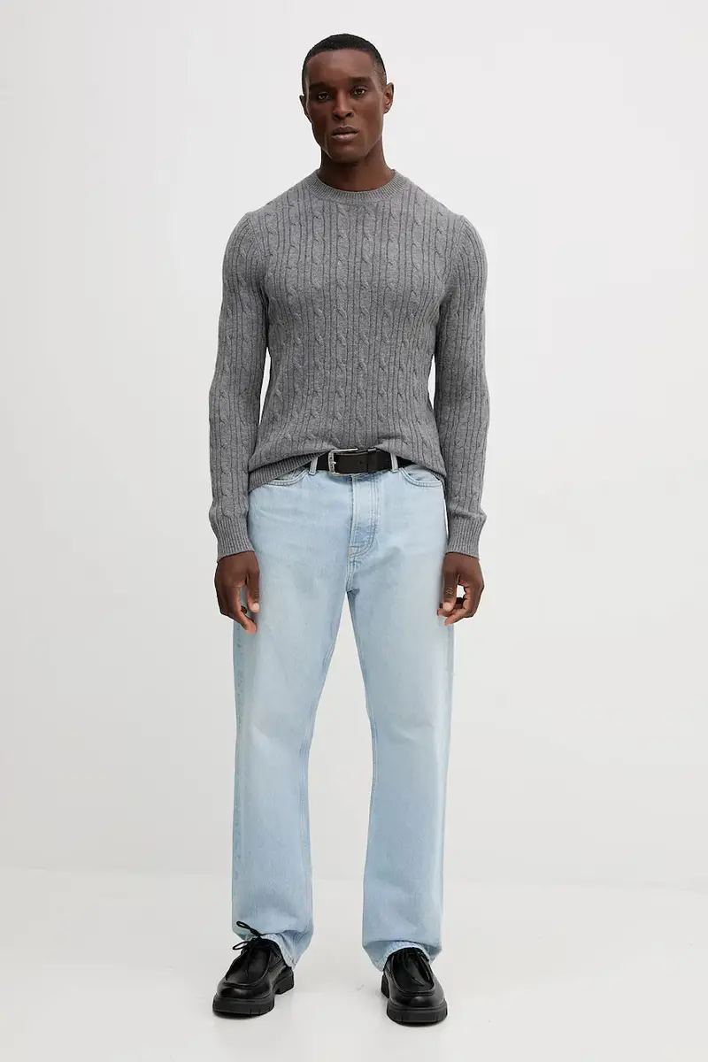 maglione con aggiunta di cachemire uomo colore grigio 50549975 miniatura 2