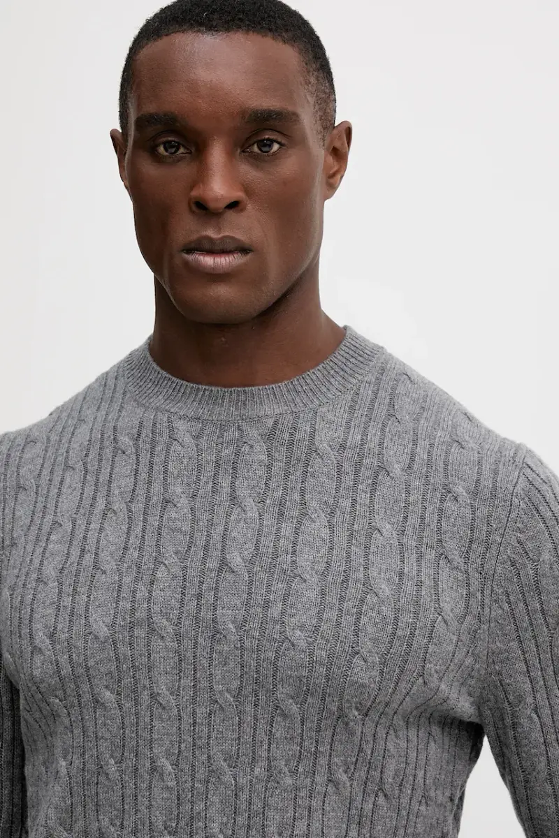 maglione con aggiunta di cachemire uomo colore grigio 50549975 miniatura 4