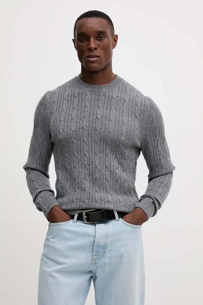 maglione con aggiunta di cachemire uomo colore grigio 50549975