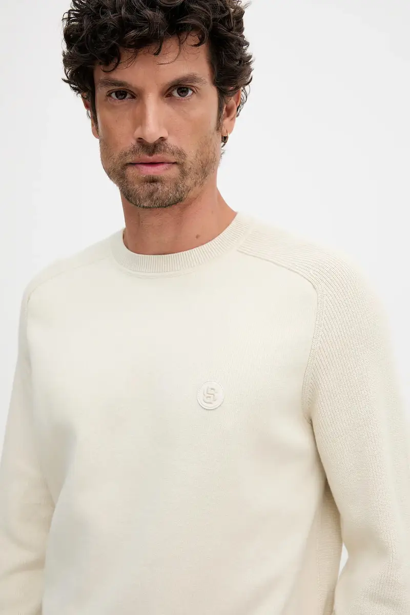 maglione in cotone uomo colore beige 50543136 miniatura 4