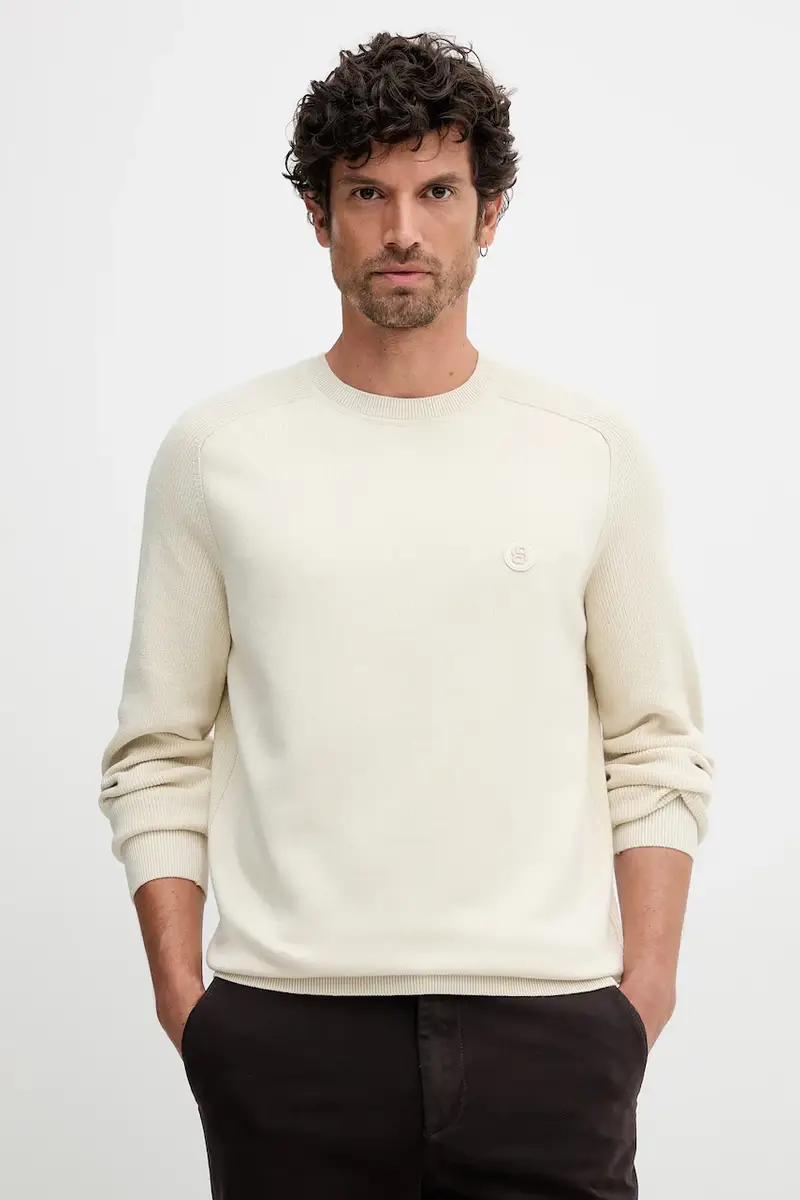 maglione in cotone uomo colore beige 50543136