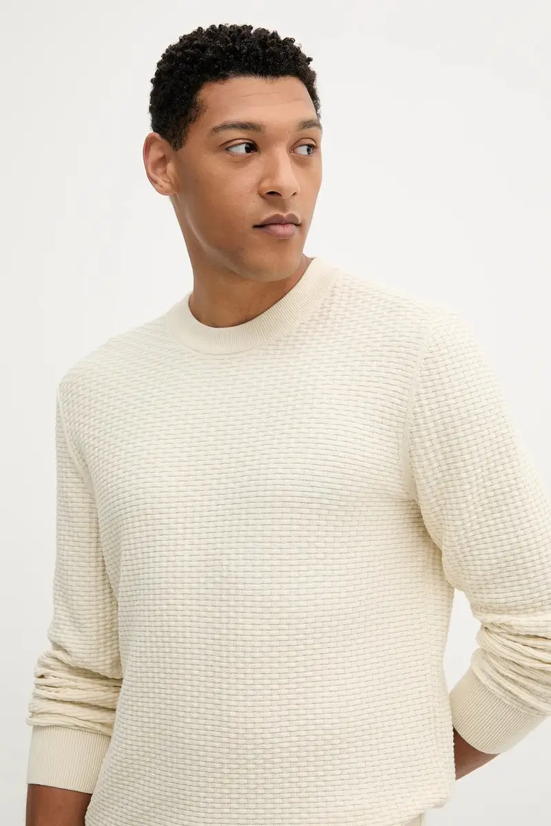 maglione in cotone uomo colore beige 50545283 miniatura 4