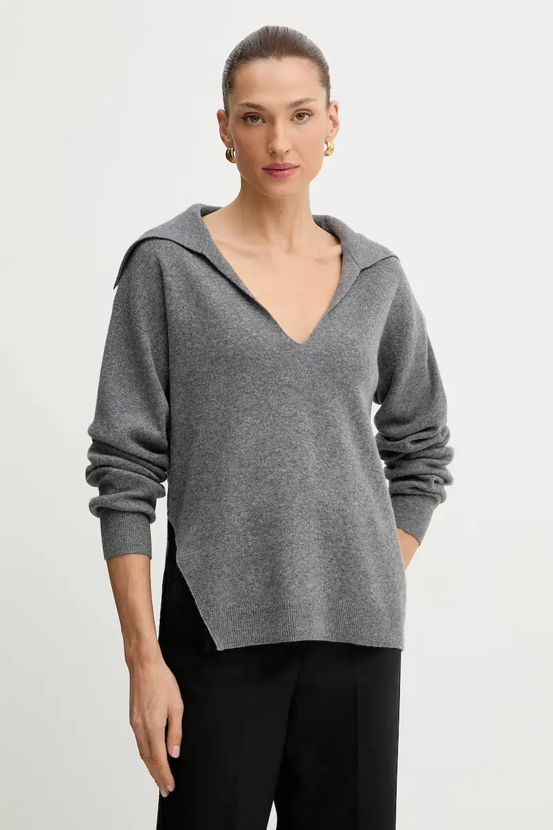 maglione in lana colore grigio 50547882