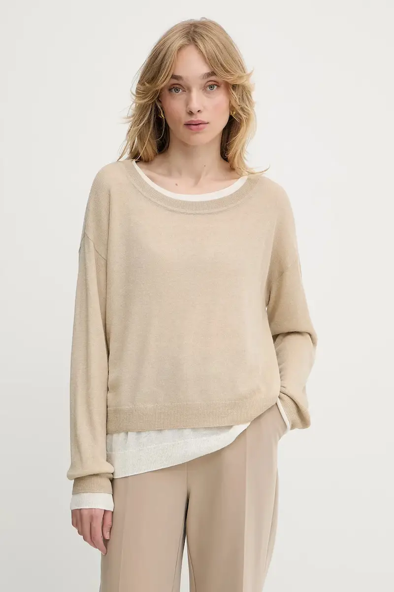 maglione in lana donna colore beige 50542875