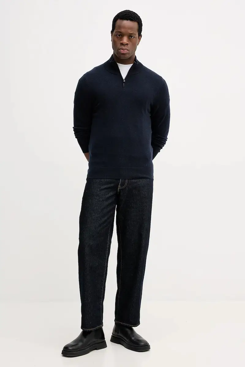 maglione in lana H-Hemarlo Blu navy miniatura 2