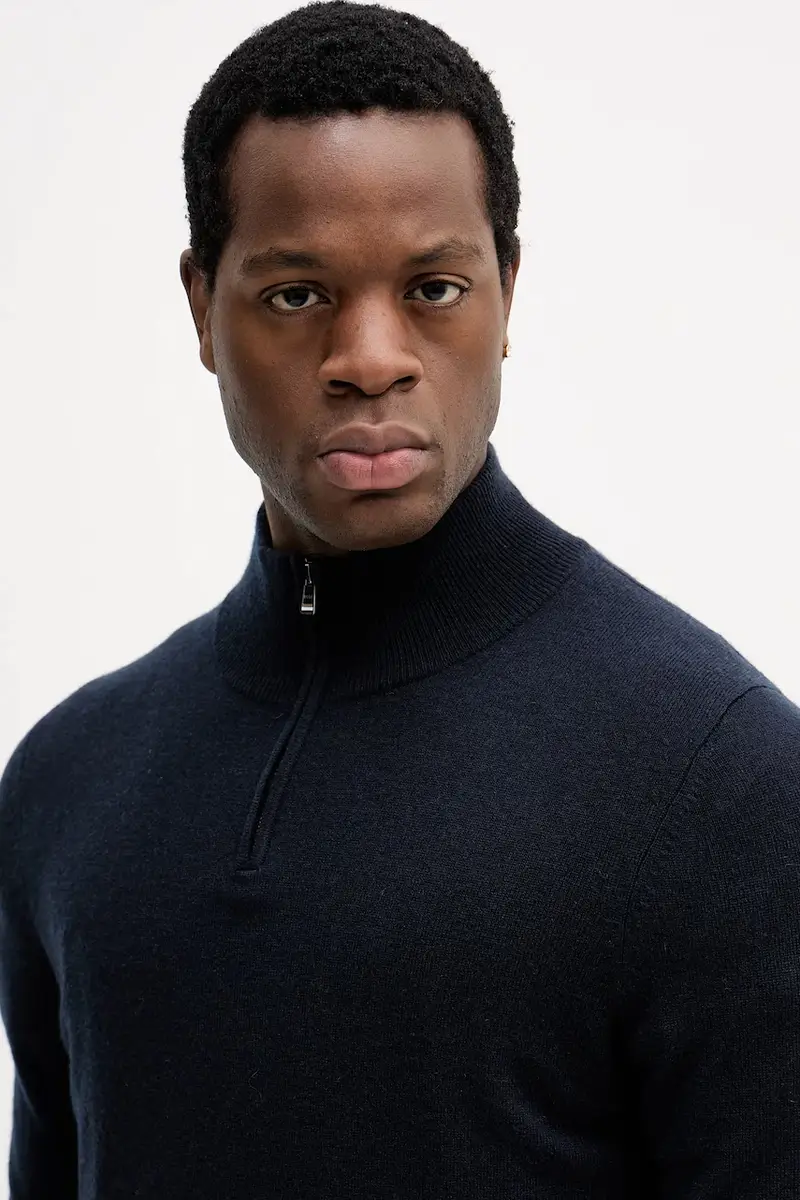 maglione in lana H-Hemarlo Blu navy miniatura 4