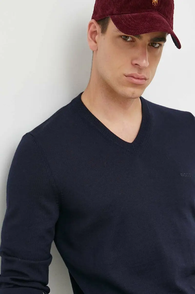 maglione in lana uomo Blu navy miniatura 5