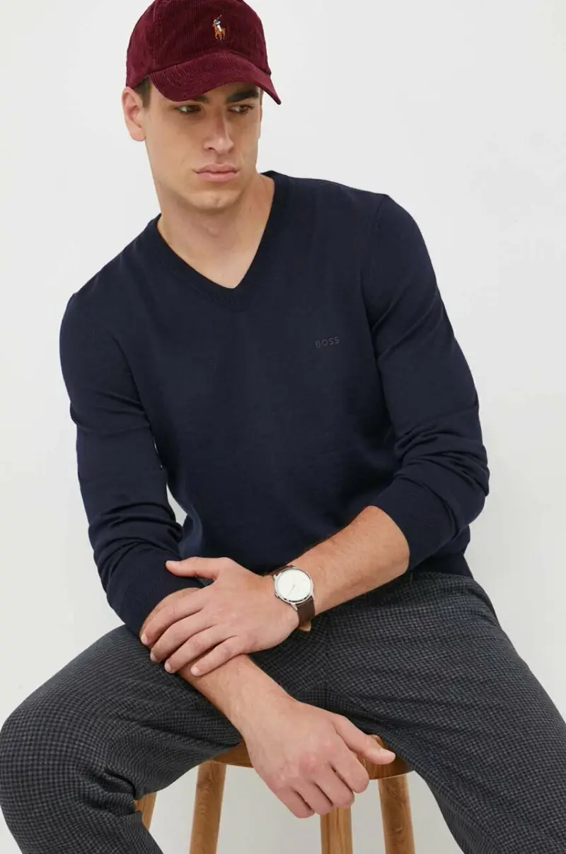 maglione in lana uomo Blu navy