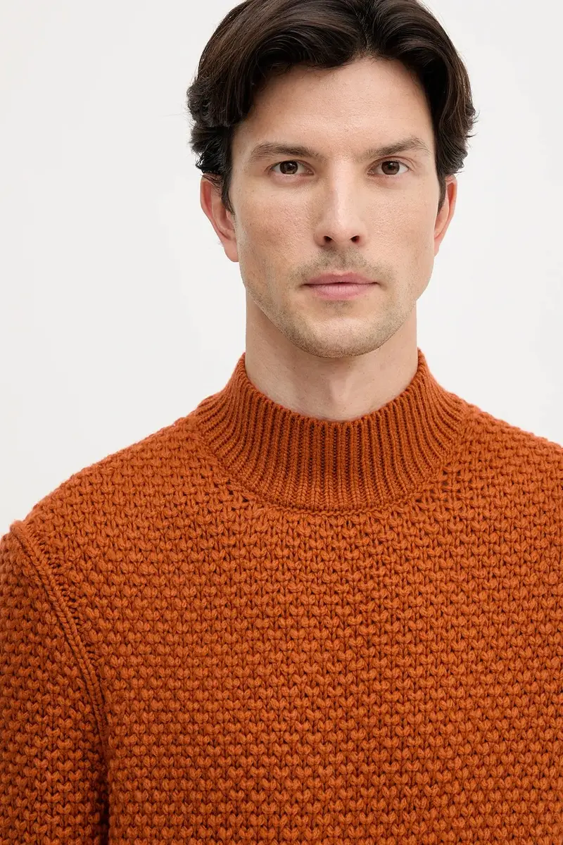 maglione in lana uomo colore arancione 50550008 miniatura 4