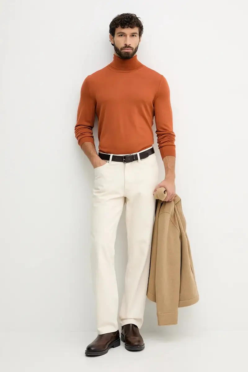 maglione in lana uomo colore grigio 50468262 Arancione miniatura 2