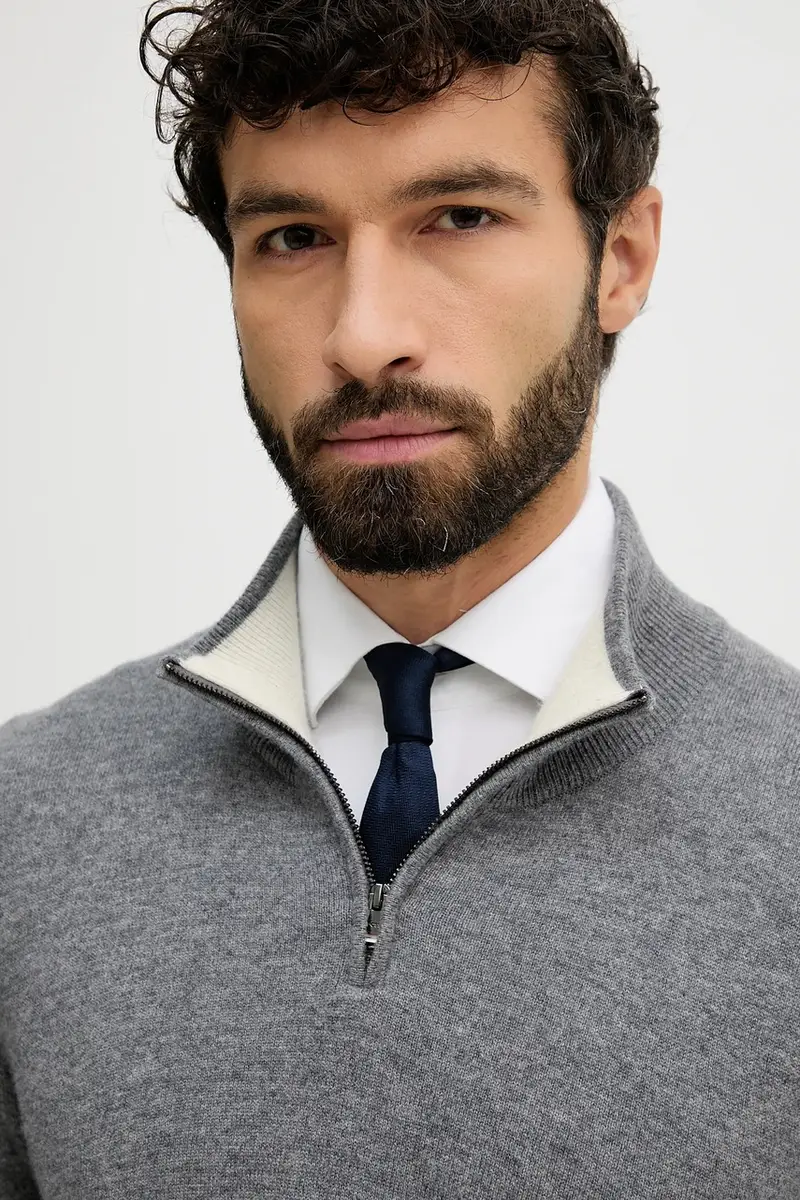 maglione in lana uomo colore grigio 50549984 miniatura 4