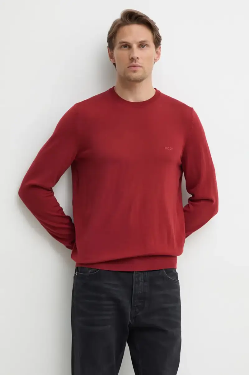 maglione in lana uomo colore rosso Granata