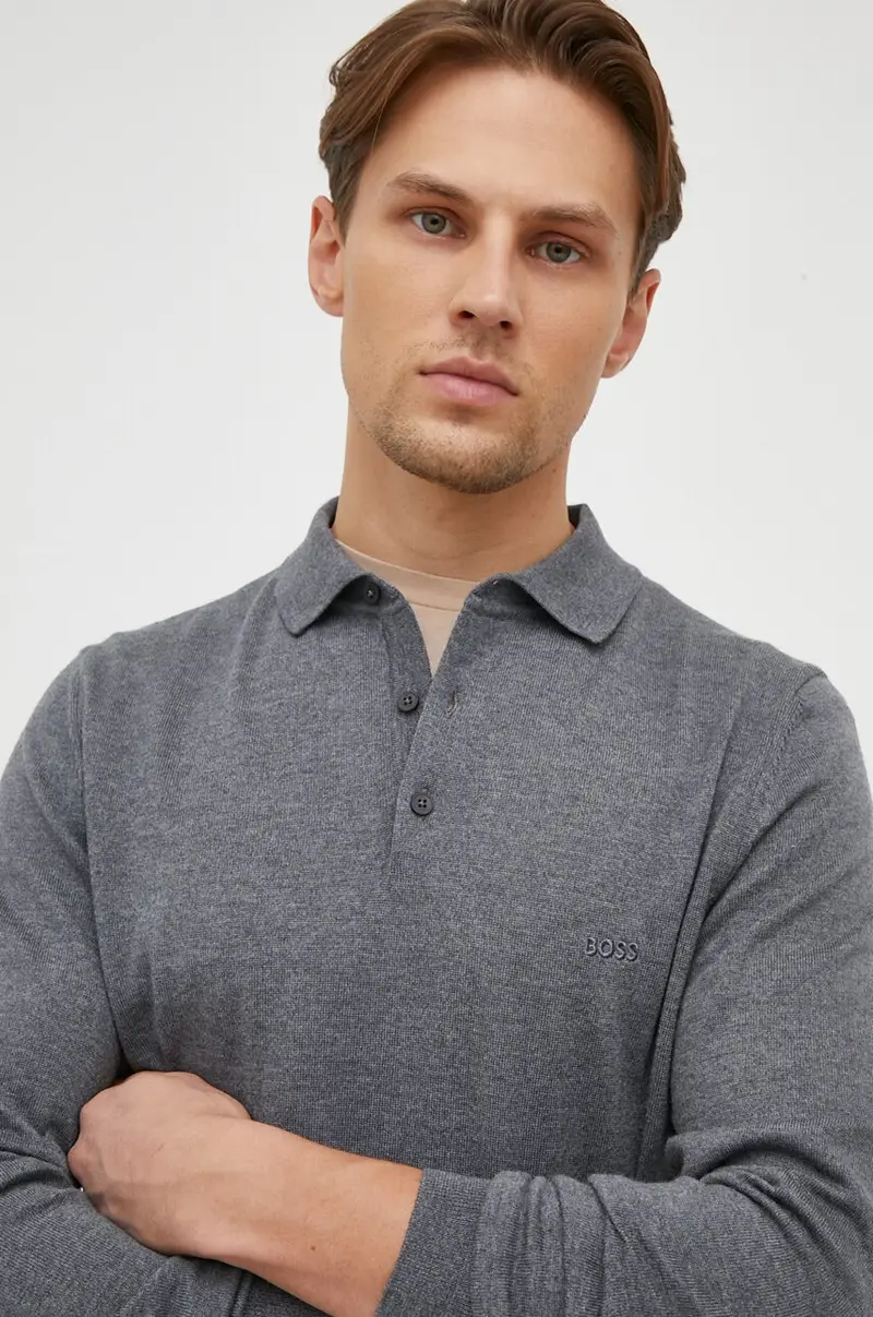 maglione in lana uomo Grigio miniatura 4