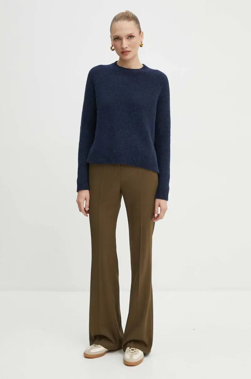 maglione in misto lana donna colore blu navy miniatura 2