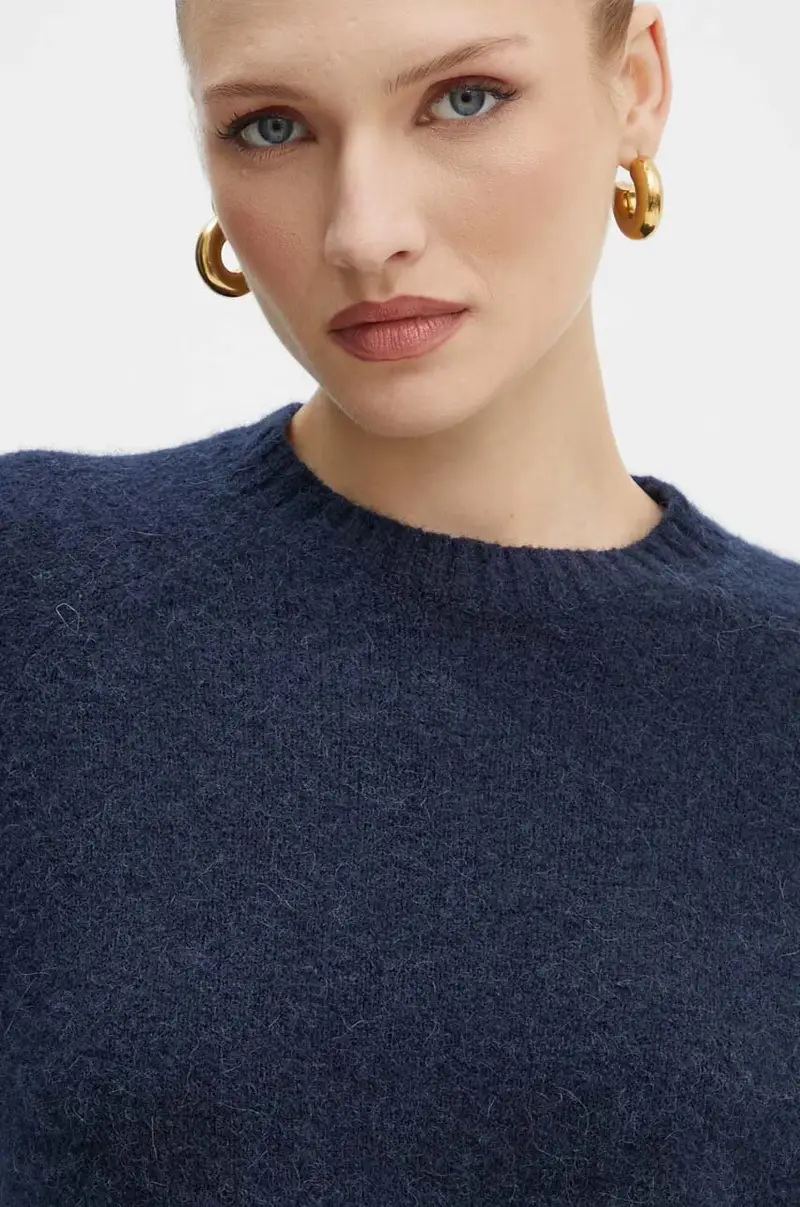 maglione in misto lana donna colore blu navy miniatura 4