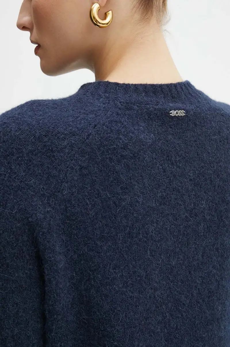 maglione in misto lana donna colore blu navy miniatura 5