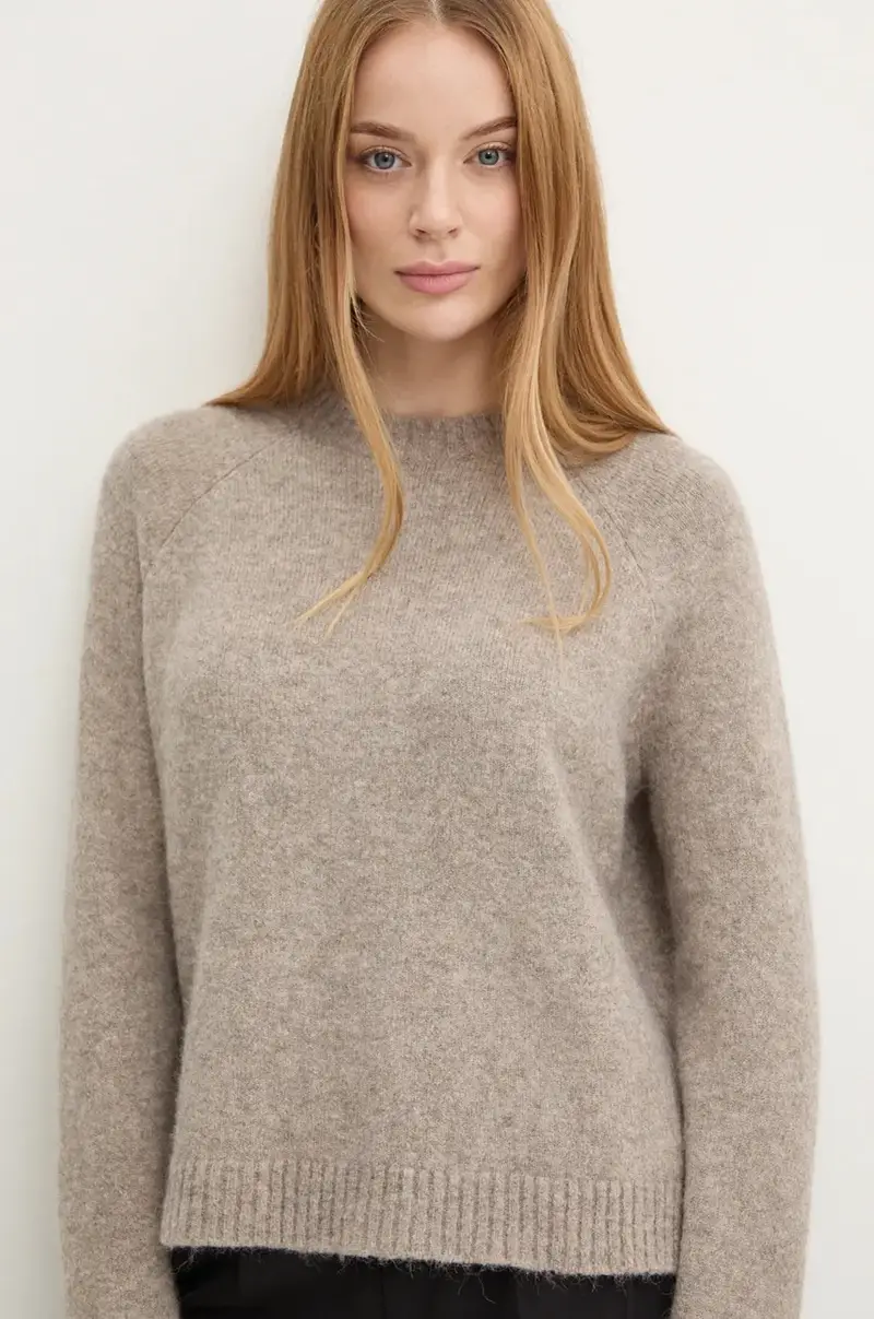 maglione in misto lana donna colore grigio Beige miniatura 4