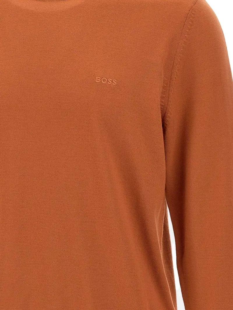 Maglione ruggine in lana con logo ricamato miniatura 2