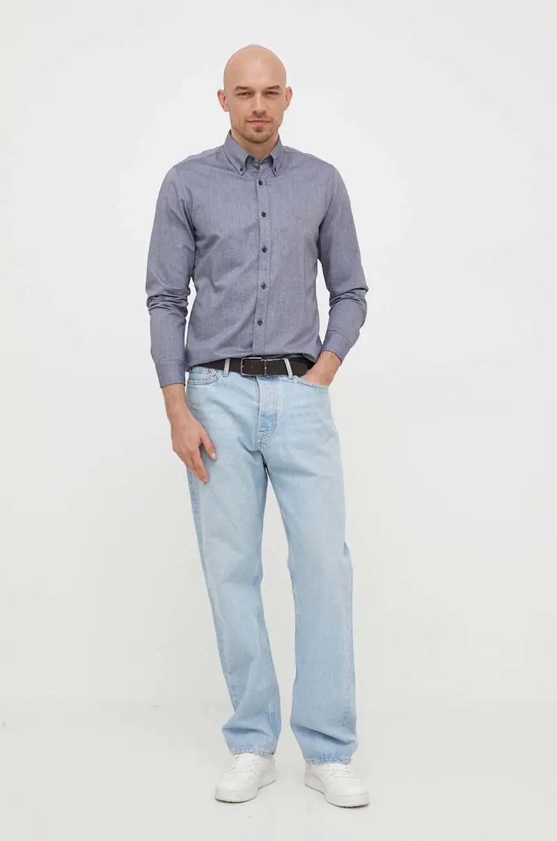 BOSS camicia in cotone BOSS ORANGE uomo Blu navy