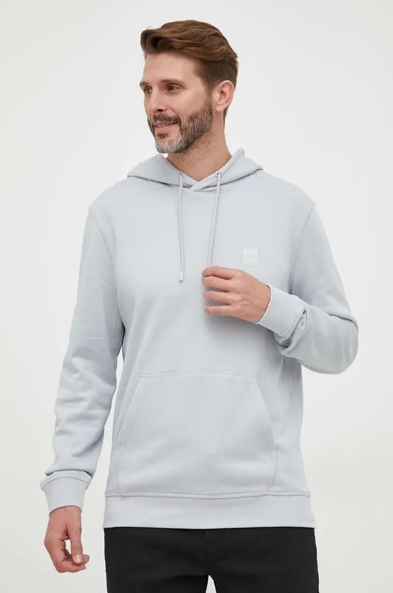 BOSS felpa in cotone BOSS CASUAL uomo con cappuccio Grigio