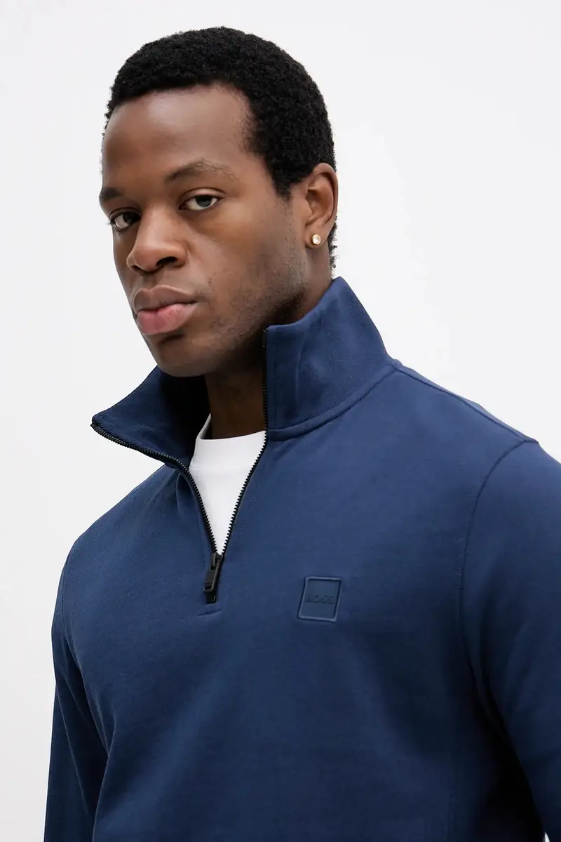 BOSS felpa in cotone CASUAL Zetrust Blu miniatura 4