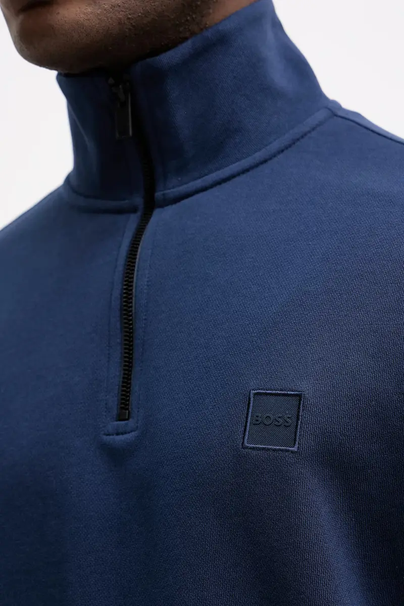 BOSS felpa in cotone CASUAL Zetrust Blu miniatura 5