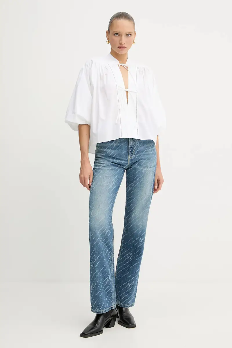 camicetta in cotone donna colore bianco 50552766 miniatura 2