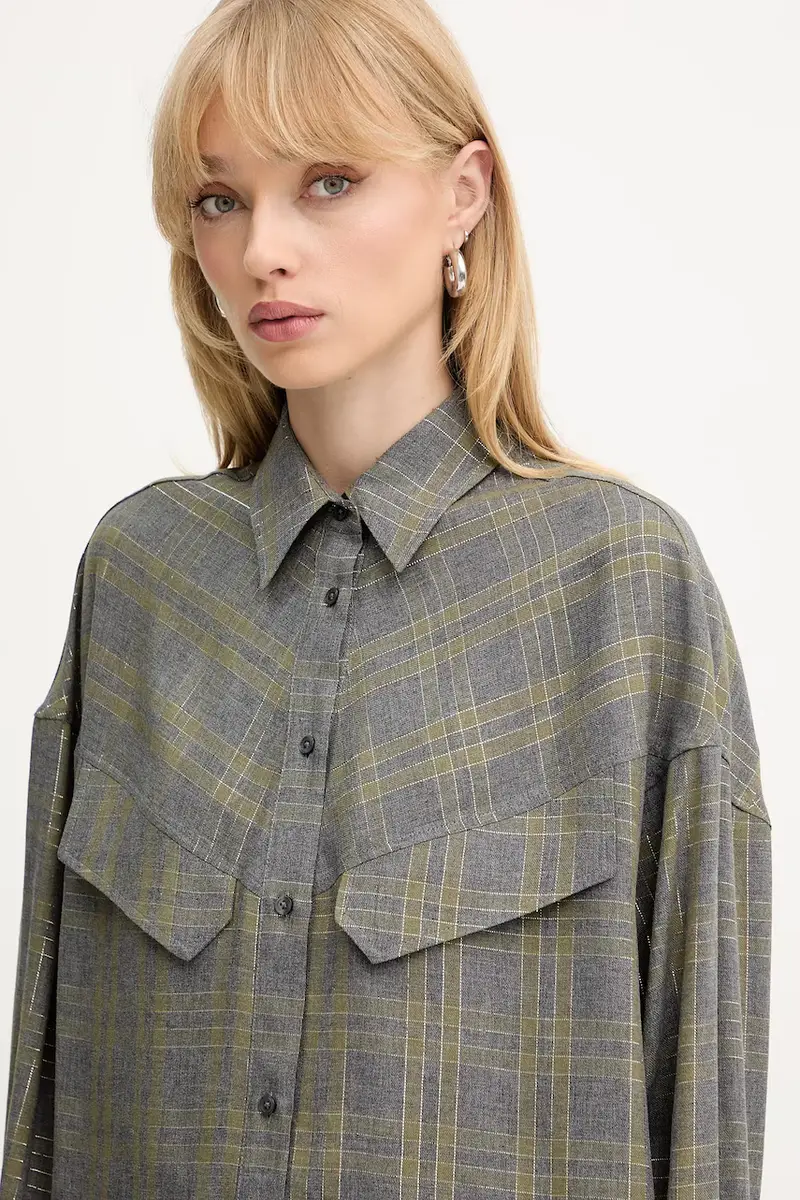 camicia donna colore grigio 50548656 miniatura 4