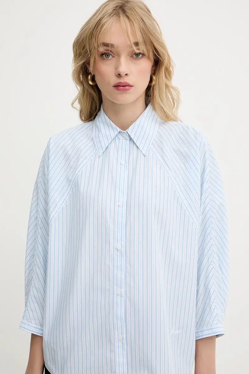 camicia in cotone donna colore blu 50543553 miniatura 4