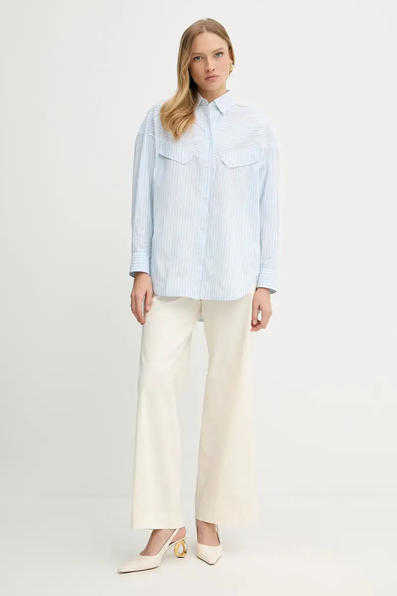 camicia in cotone donna colore blu 50543554 miniatura 2