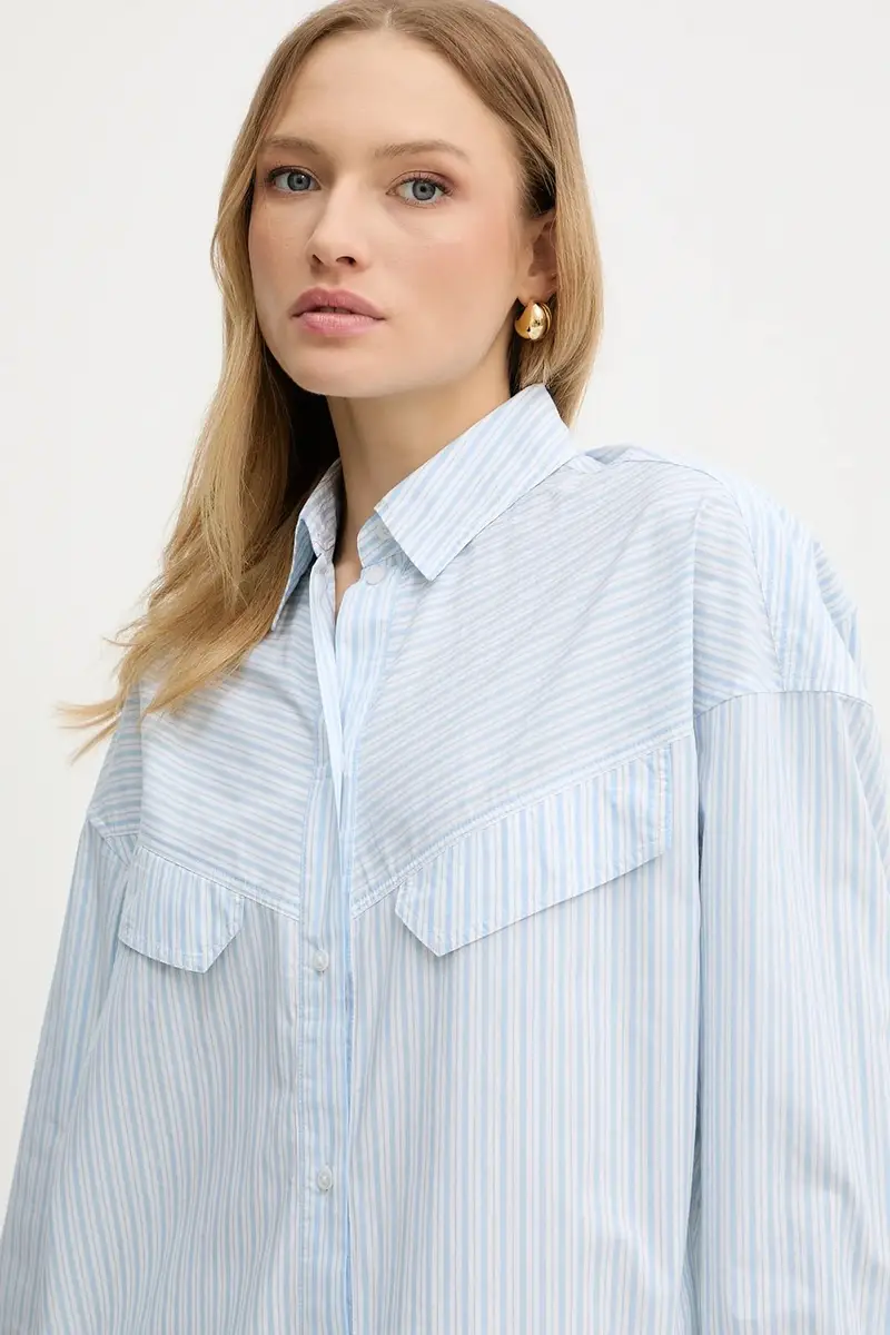 camicia in cotone donna colore blu 50543554 miniatura 4