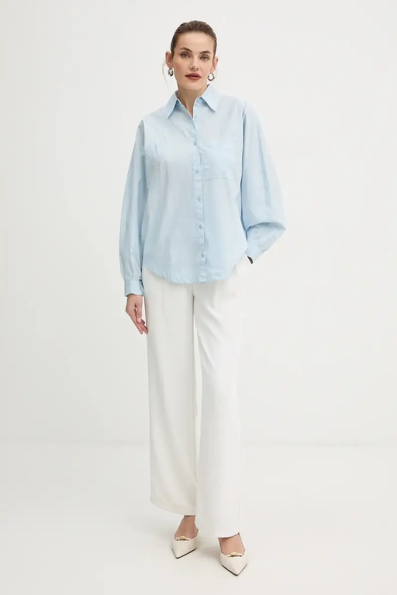 camicia in cotone donna colore blu 50552163 miniatura 2