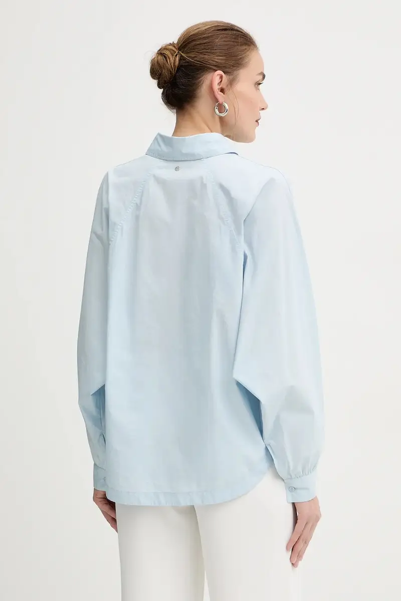 camicia in cotone donna colore blu 50552163 miniatura 3