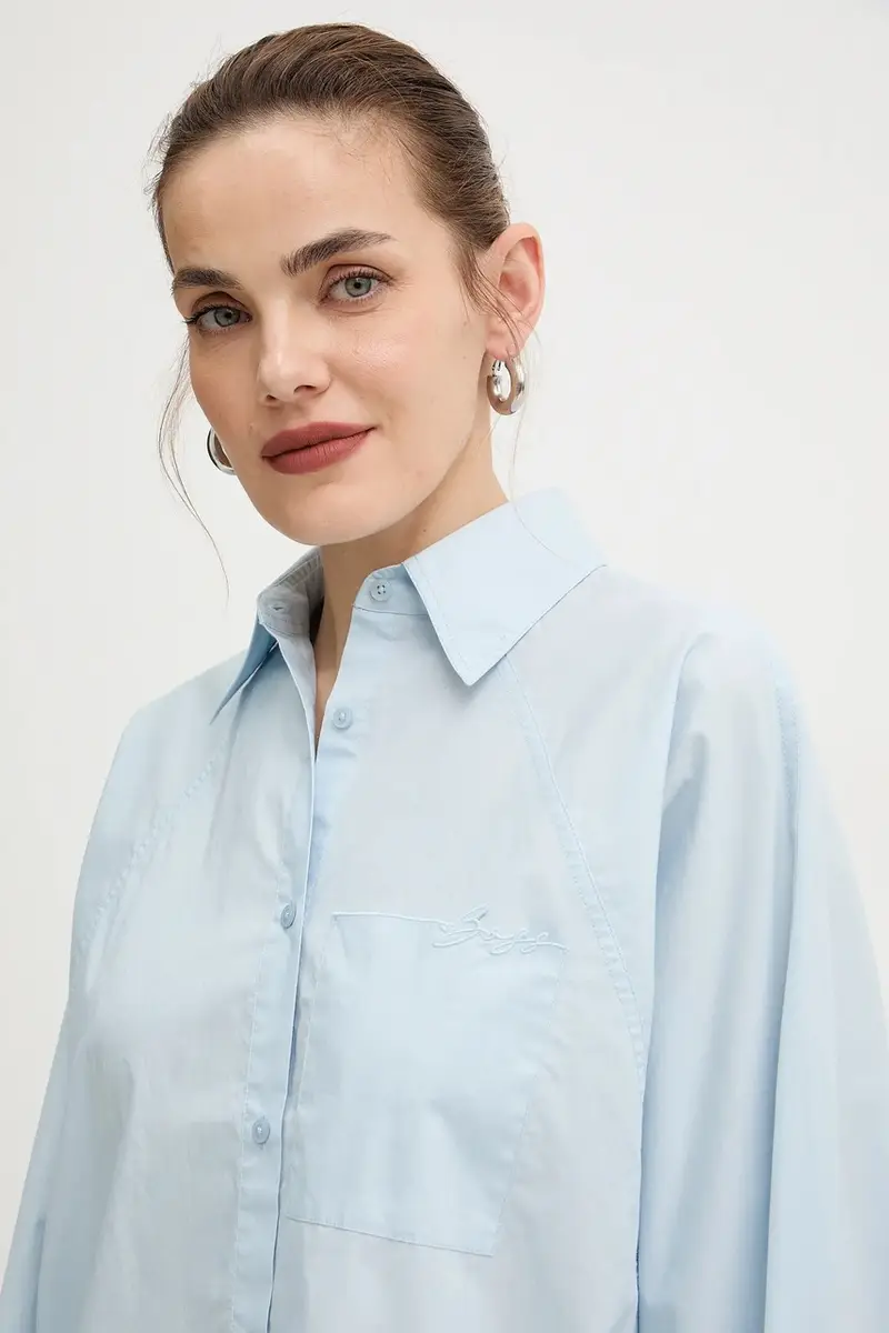 camicia in cotone donna colore blu 50552163 miniatura 4