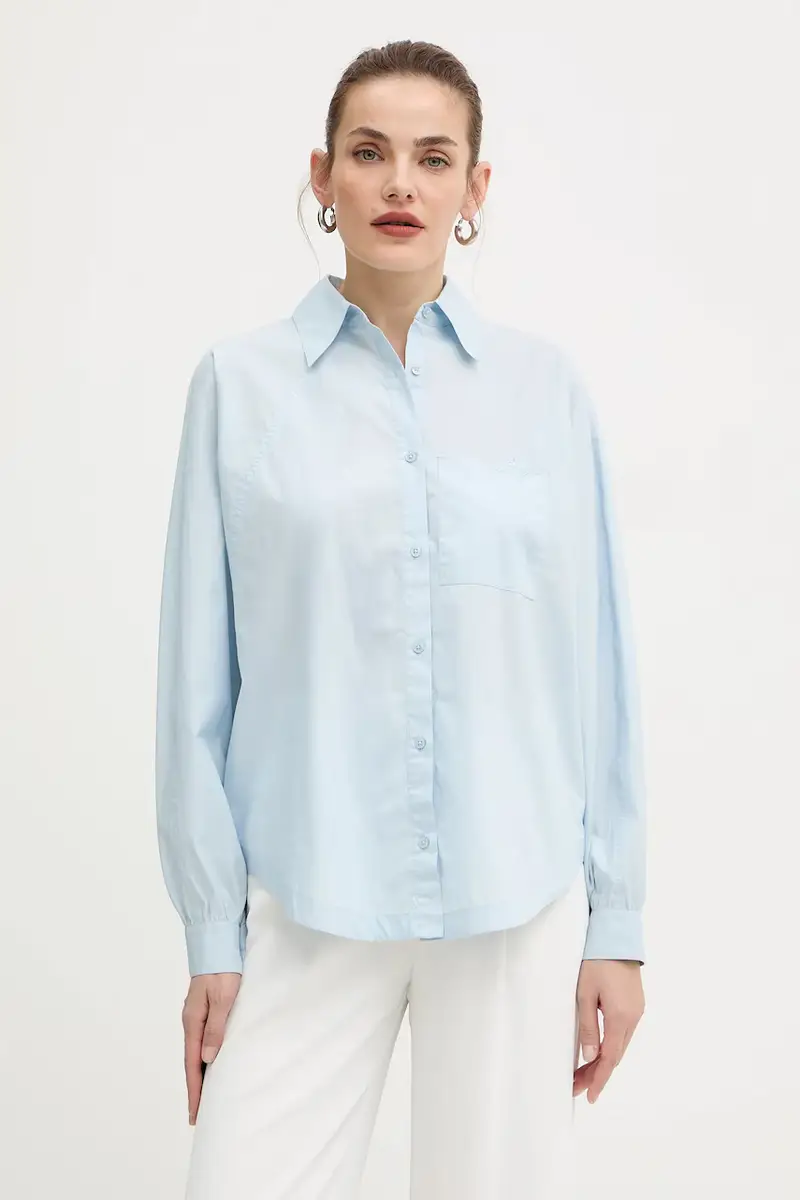 camicia in cotone donna colore blu 50552163
