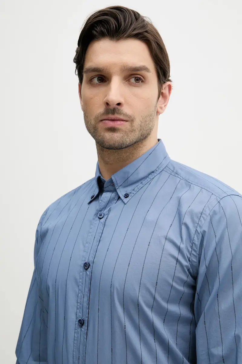 camicia in cotone uomo colore blu 50537368 miniatura 3