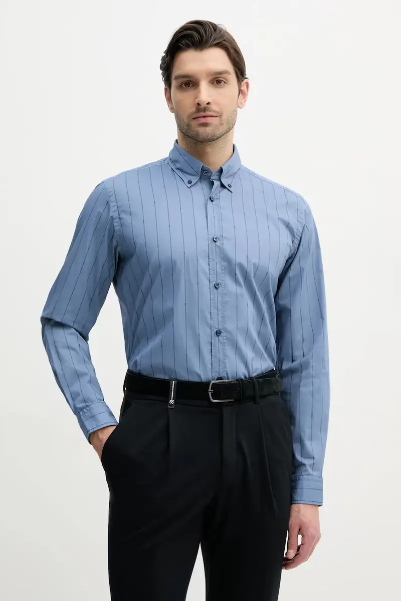 camicia in cotone uomo colore blu 50537368
