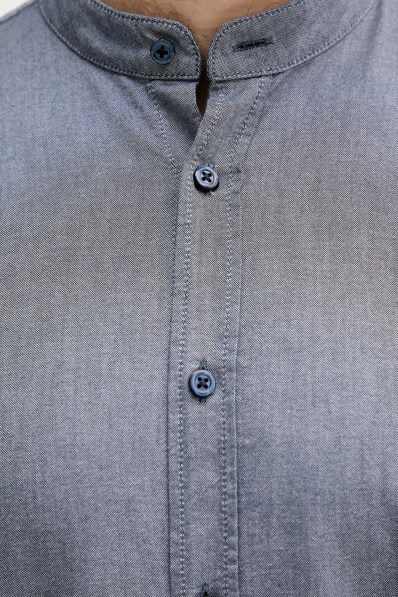 camicia in cotone uomo colore blu 50543101 miniatura 5