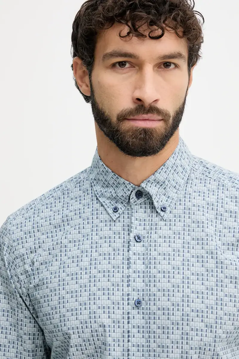 camicia in cotone uomo colore blu 50548975 miniatura 4