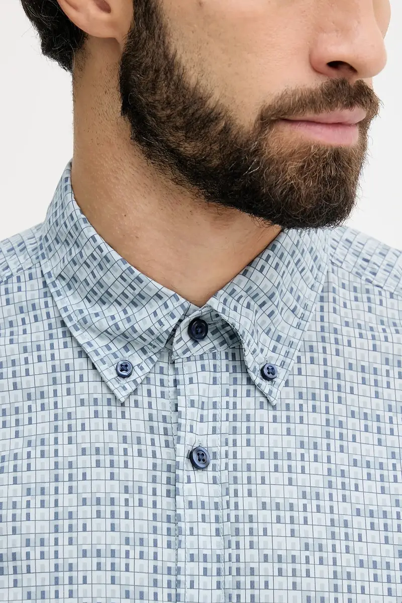 camicia in cotone uomo colore blu 50548975 miniatura 5