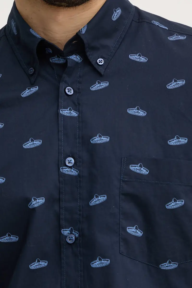 camicia in cotone uomo colore blu navy 50530835 miniatura 2